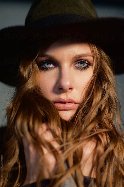 Woman Beauty With Blue Eyes And Hat By Stocksy Contributor Alexandra