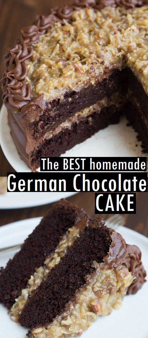 Remove from heat and stir in vanilla, pecans and coconut, and set aside to cool completely. The BEST homemade German Chocolate Cake | Homemade german ...