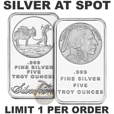 Buy 5 Oz Of Silver Bars At Spot From Buy Gold And Silver
