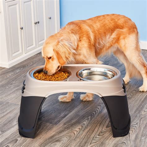 Petmate Easy Reach Diner Elevated Dog Bowls Black Pearltan X Large