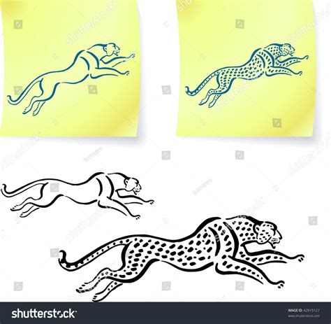 465.35 kb, 1654 x 2339. Jaguar And Leopard Drawings On Post It Notes Original Vector Illustration 6 Color Versions ...