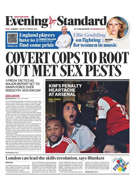 Tomorrows Papers Today On Twitter Fridays Evening Standard Covert Cops To Root Out Met Sex