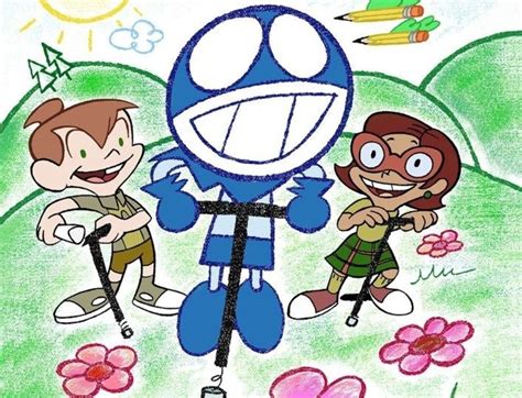 An Image Of Cartoon Characters With Flowers In The Background