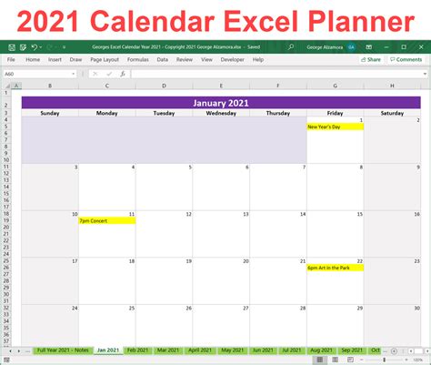Editable 2021 Excel Yearly Calendar Template Printable Etsy Gambaran