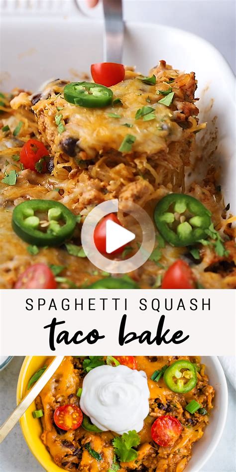 If you bake the spaghetti squash ahead of time, it saves a bunch of time and makes an easy. Spaghetti Squash Taco Bake in 2020 | Healthy low carb ...