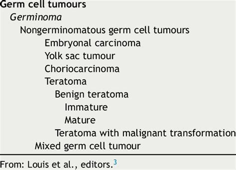 Classification Of Intracranial Germ Cell Tumours Proposed By The Who