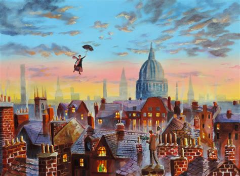 Mary Poppins Painting London Rooftops Painting By Gordon Bruce