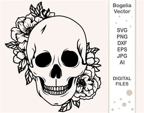 Floral Skull Svg Skull Cut File Skull Svg For Shirts Skull Etsy