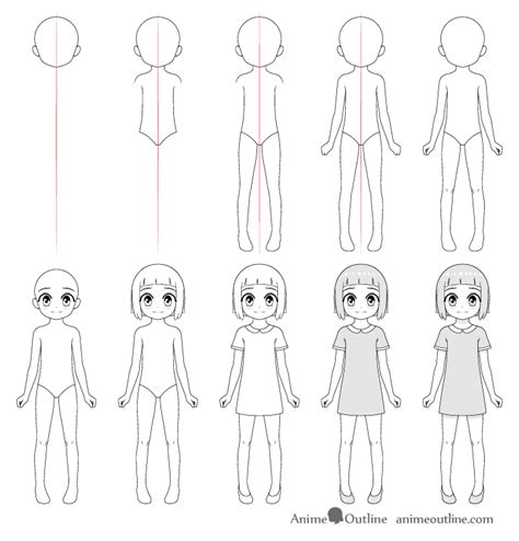 How To Draw An Anime Little Girl Entire Body Animeoutline