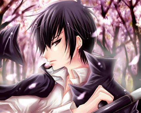 Anime Boy With Cherry Blossom Trees Behind He Anime Hình ảnh Hình