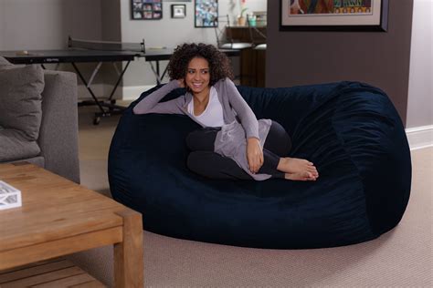 Buy Sofa Sack Bean Bag Chair Memory Foam Lounger With Microsuede Cover All Ages Ft Blue