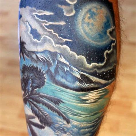 I was driving to colorado and coming up to the mountains at night under a full moon and i was in complete aww. 70 Sky Tattoos For Men - Atmosphere Design Ideas