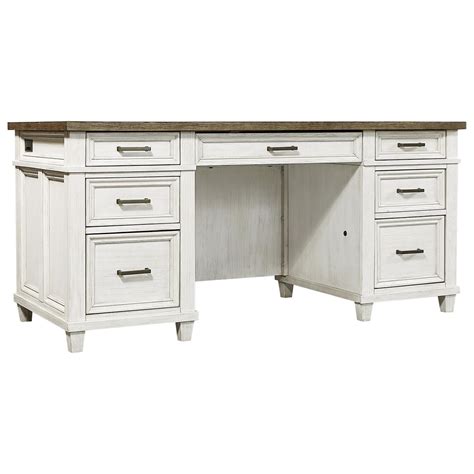 Aspenhome Caraway Casual Executive Desk With Drop Front Keyboard Drawer