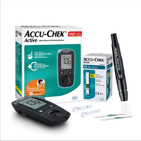 Accu Chek Active Blood Glucose Glucometer Kit With Vial Of Strips