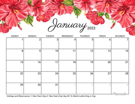 January 2023 Calendar Printable Shopmallmy