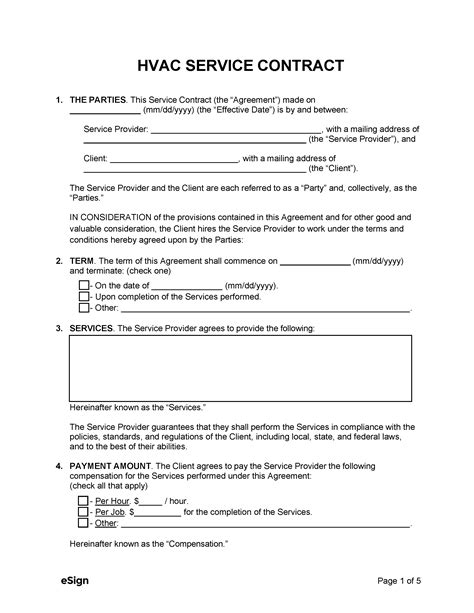 Free Hvac Service Contract Template Pdf Word