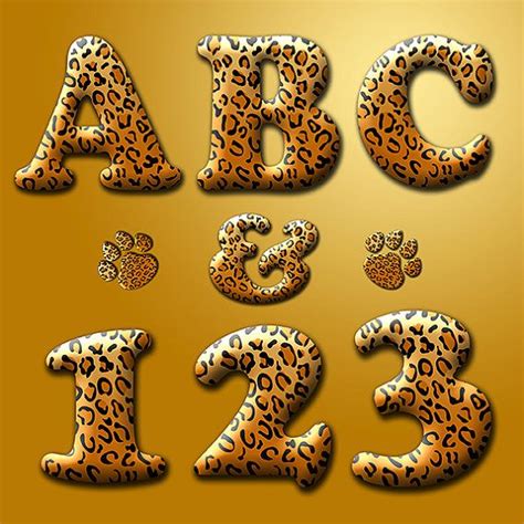Digital Alphabet Leopard Print Animal Print Digital Alphabet Clipart