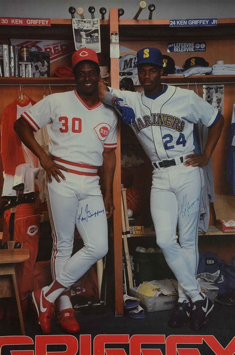 Ken Griffey Jr And Griffey Sr Signed Poster Coa Ebth