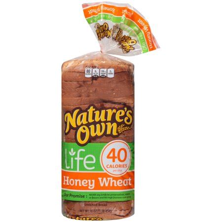 * the % daily value (dv) tells you how much a nutrient in a serving of food contributes to a daily diet. Nature's Own® Life 40 Calorie Honey Wheat Bread 16 oz. Bag ...