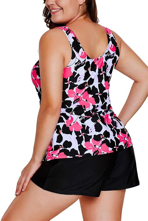 Womens Plus Size Two Piece Bathing Suit Tankini And Short Swimsuits