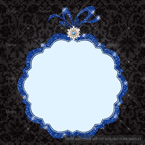 Blue Royal Frame Glitter And Jewelry Frame Clip Arts By