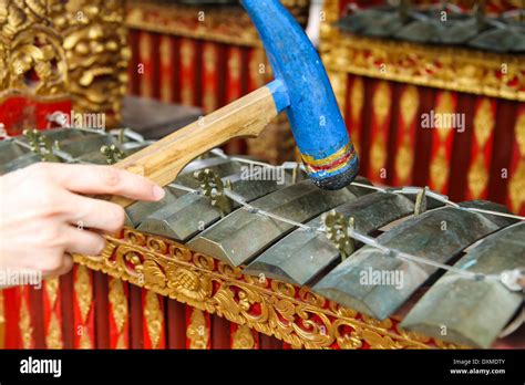 Indonesia Bali Ritual Percussion Instrument In Batuan Temple Stock