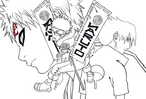 Naruto Artbooknaruto Gaara And Sasuke Lineart Psd By Rollando35