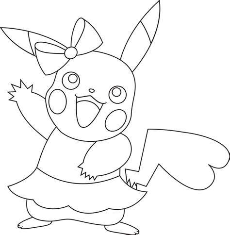Free Pikachu Female In A Skirt Line Art By Memimouse On Deviantart