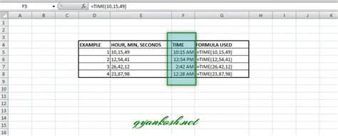 Excel Function Time Gyankosh Learning Made Easy