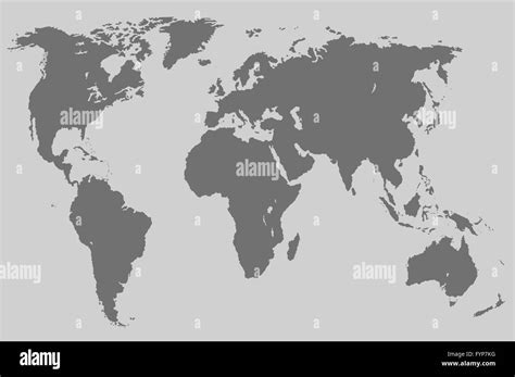 Grey World Map Isolated Stock Photo Alamy