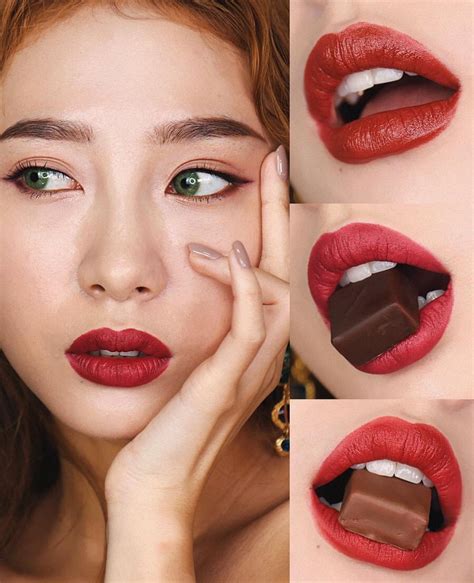 Korean Makeup With Red Lips 👄