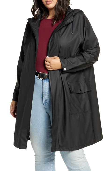 Halogen Waterproof Hooded Rain Jacket Plus Size Rain Jacket