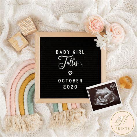 Editable Baby Girl Pregnancy Announcement Template For Social Etsy