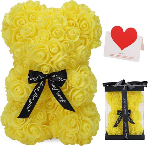 linklo rose bear rose teddy bear 10 inch artificial rose flower bear t for valentines day