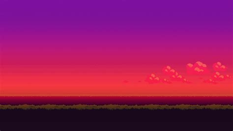 Hd Wallpaper Red And Purple Sky Illustration Sunset 16 Bit Pixel