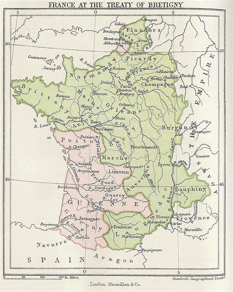 Map Showing 14th Century France In Green With The Southwest And Parts