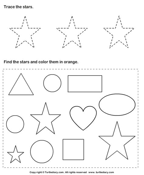 Download And Print Turtle Diarys Trace Stars And Color Them Worksheet