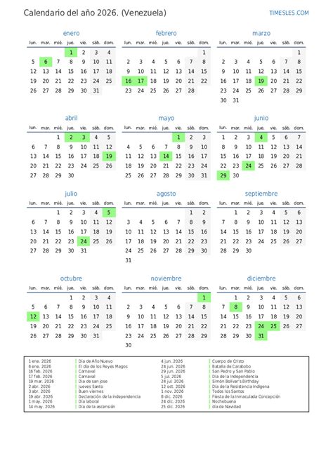 Calendario 2026 Para Imprimir Pdf Word Y Excel Calendariopro