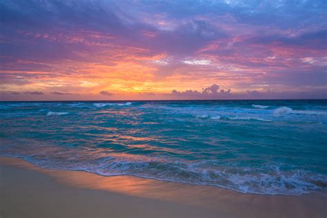 Sea Surf Sunrise Waves Sand Ocean Beach Wallpaper