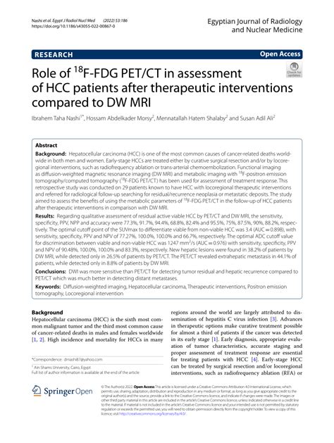 Pdf Role Of 18f Fdg Petct In Assessment Of Hcc Patients After