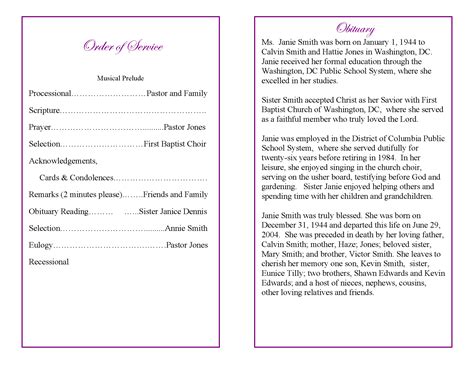 Funeral Program Examples Funeral Programs