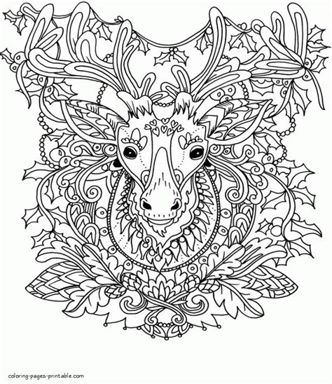 100 printable coloring pages 02.23.2021. Reindeer Adult Coloring Christmas Pages || COLORING-PAGES ...