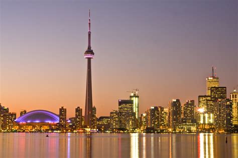 Panoramic Reflection Photography Of Cn Tower Toronto Canada Hd