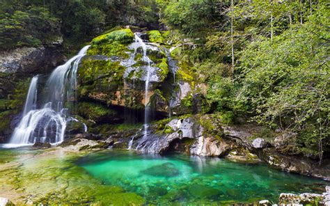 Photo Slovenia Virje Waterfall Bovec Crag Nature 3840x2400