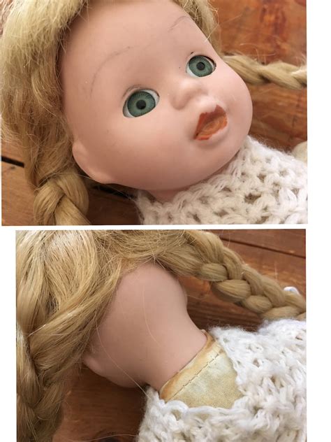 Antique Porcelain Doll Blond Hair Girl Etsy