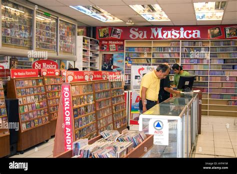 People Shop In A Music Store In Santiago Chile Stock Photo Alamy