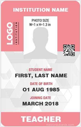 Name as it will appear on card. 10 Best MS Word ID Card Templates for Teachers/Professors | Microsoft Word ID Card Templates