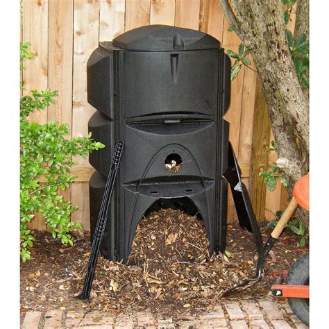 120 Gallon Black Plastic Compost Bin With 3 Composting Chambers