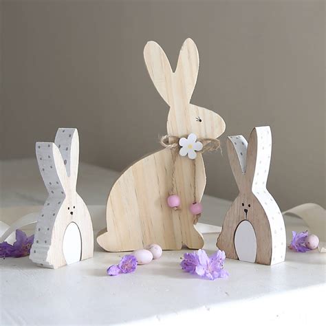 Wooden Bunny Decoration By Red Lilly