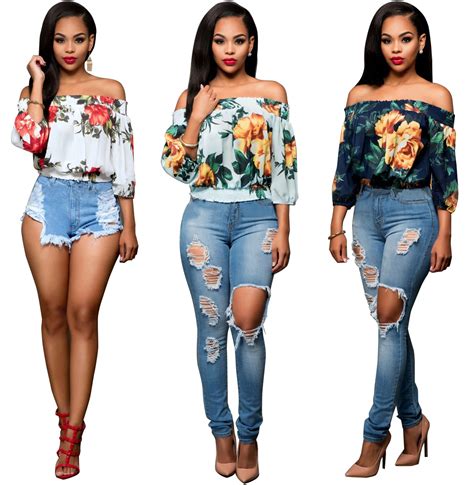 2017 Floral Print Sexy Latest Crop Tops Women Top Fashion Brand Summer Clothes Slash Neck Casual